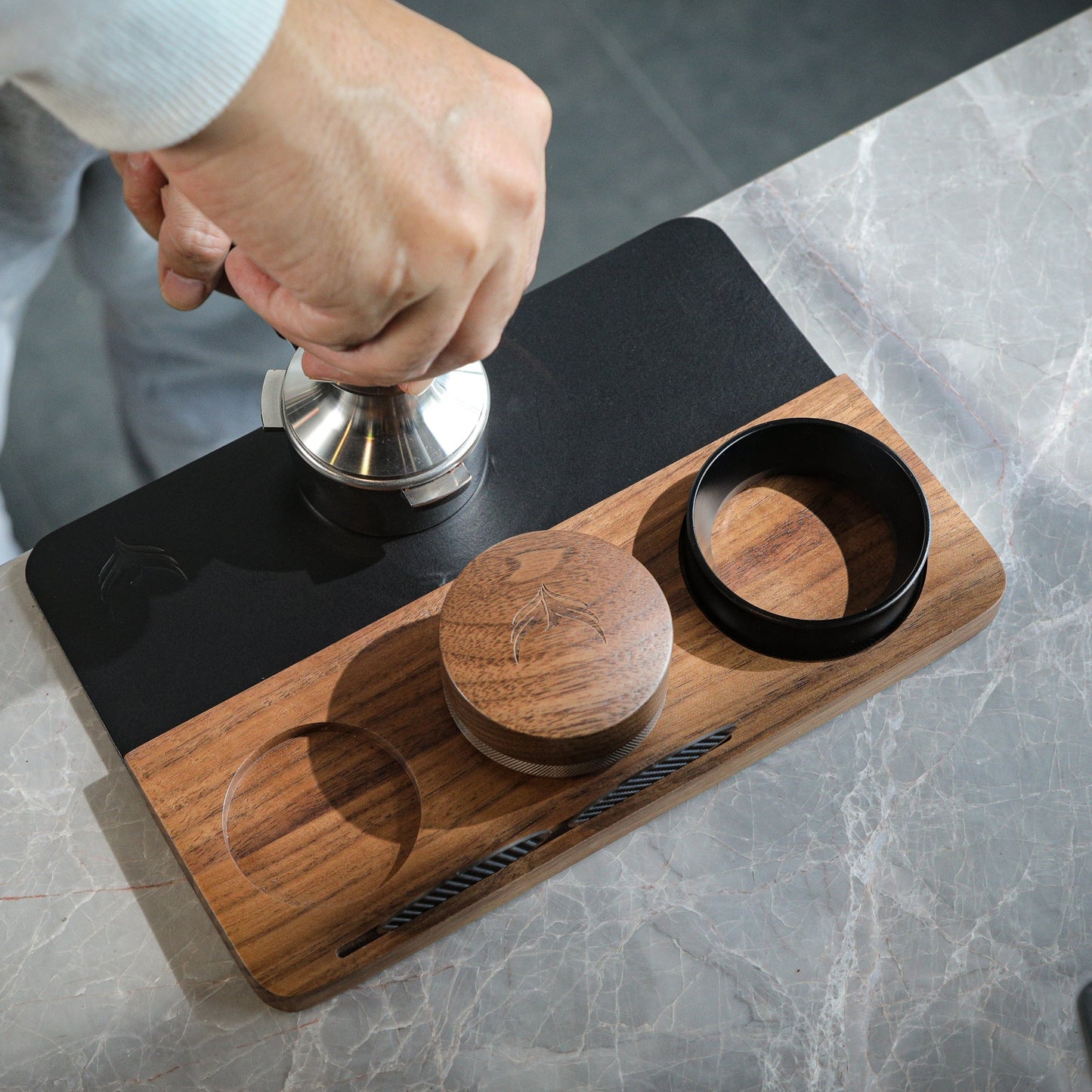 Knodos Tamping Mat with Tool Organiser - Walnut - Sigma Coffee UK