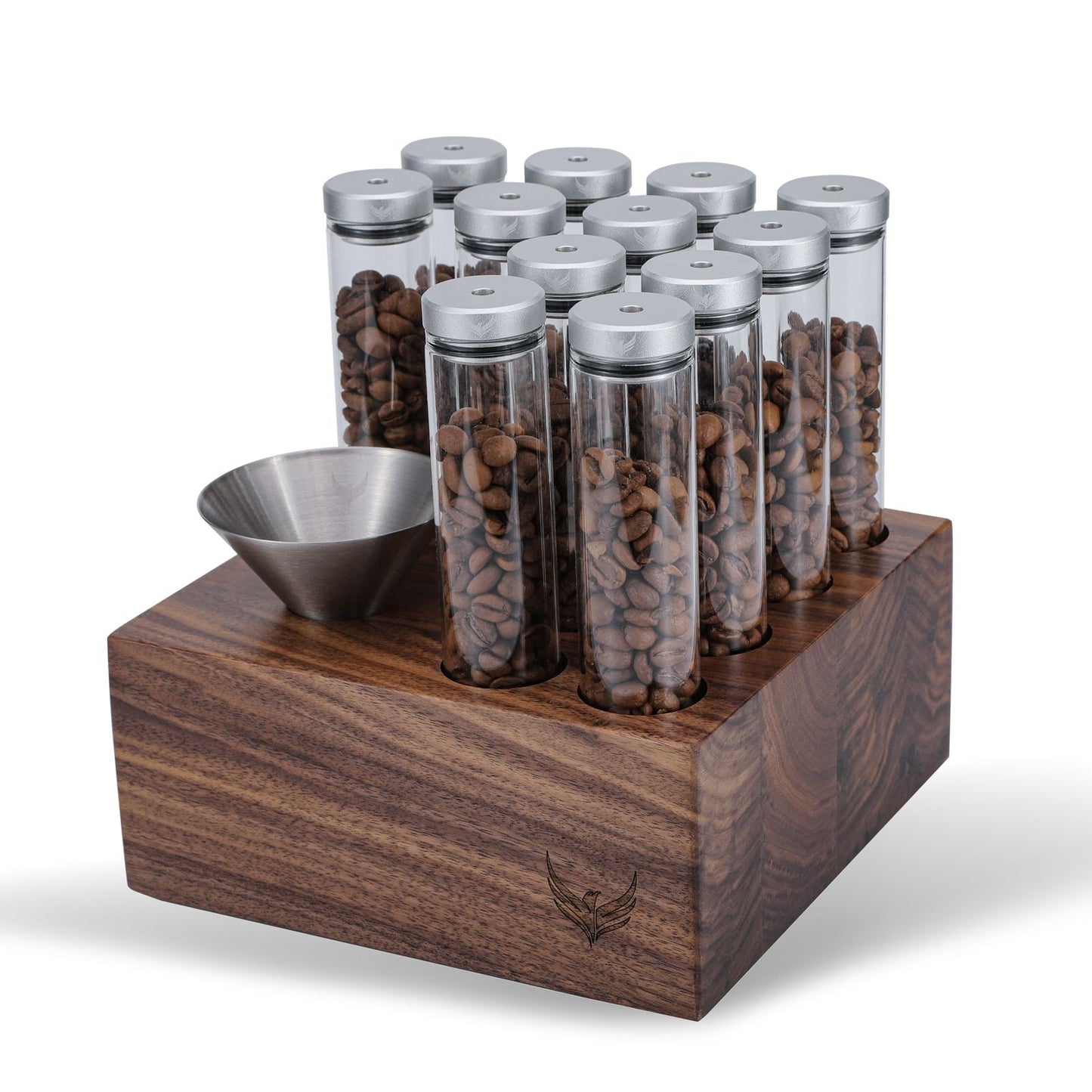 Knodos Valved Single Dose Bean Cellar with Wooden Display Rack - Sigma Coffee UK