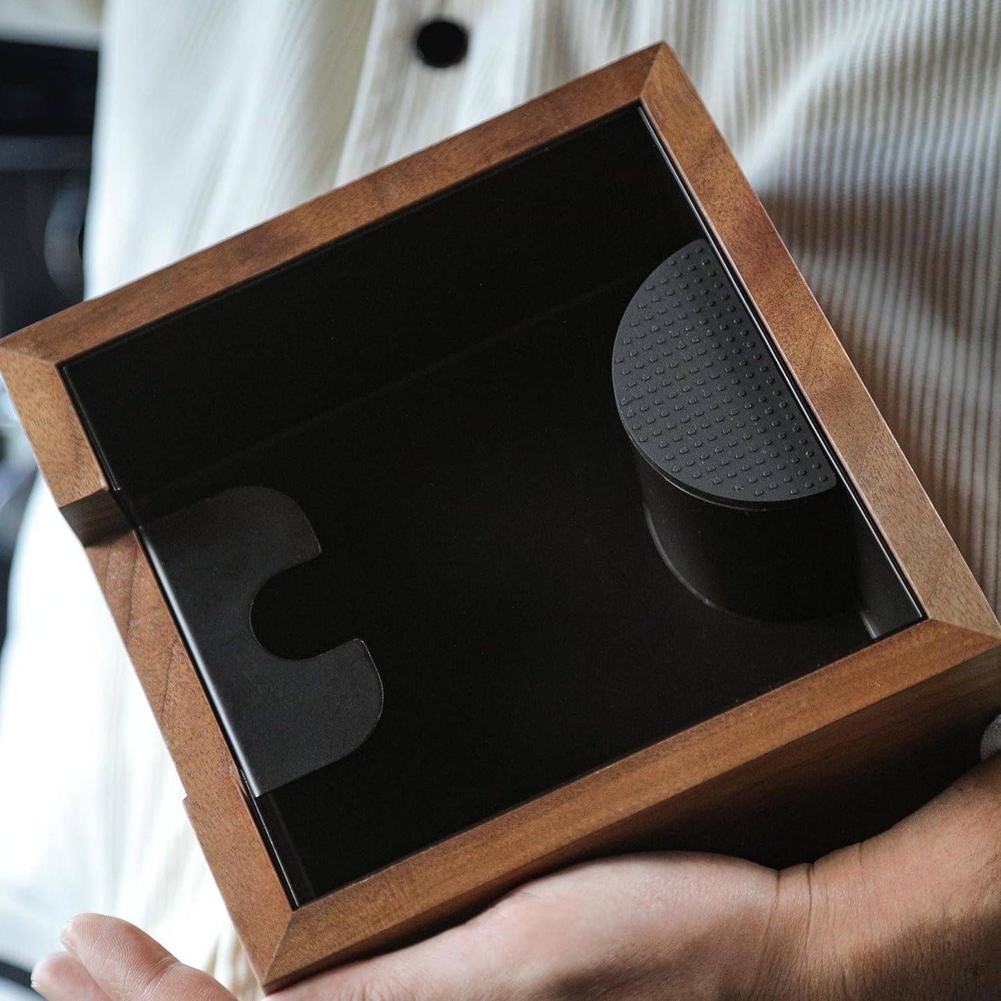 KNODOS Walnut Knock Box and Tamp Stand - Sigma Coffee UK