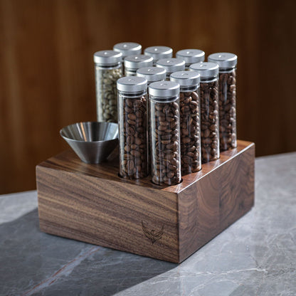 Knodos Valved Single Dose Bean Cellar with Wooden Display Rack - Sigma Coffee UK